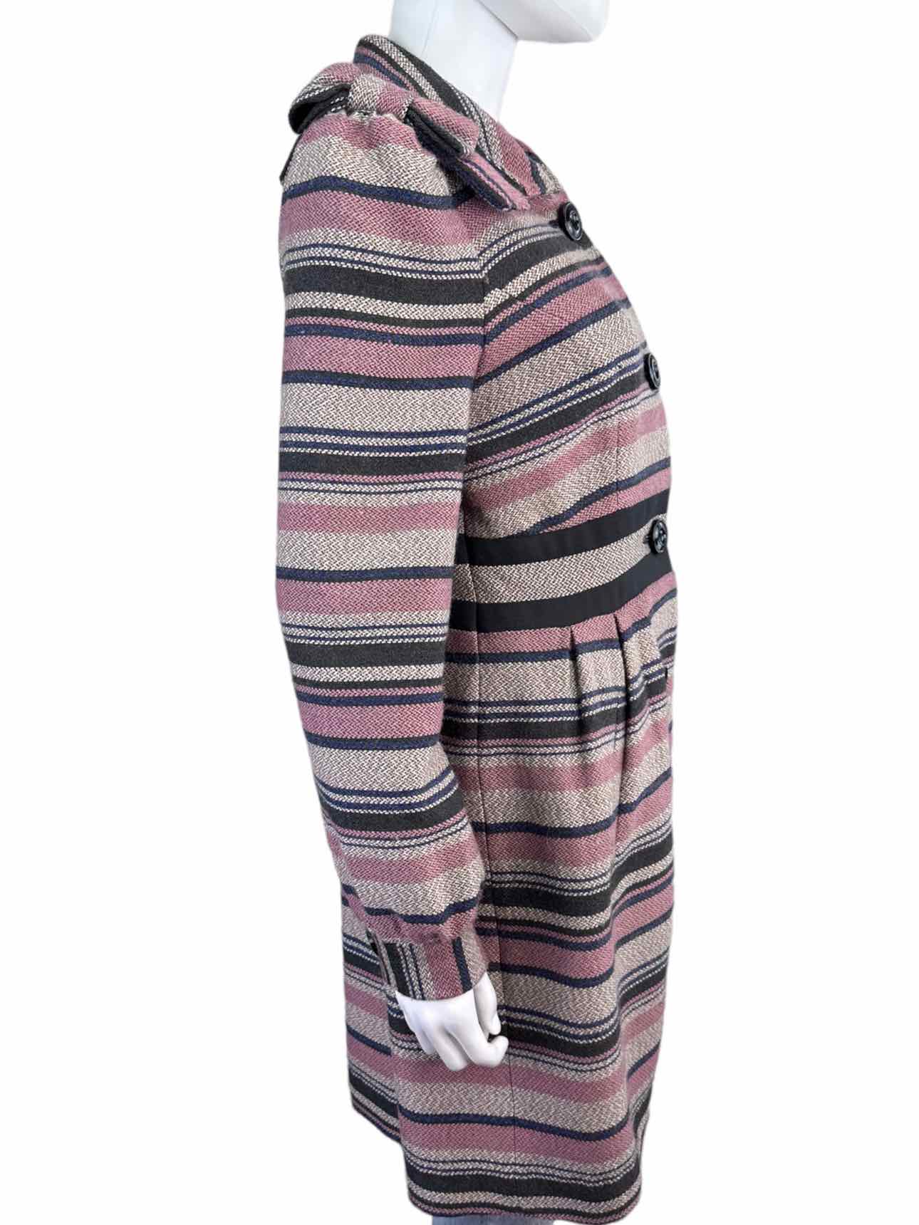 elevenses Striped Wool Blend Coat Size 4