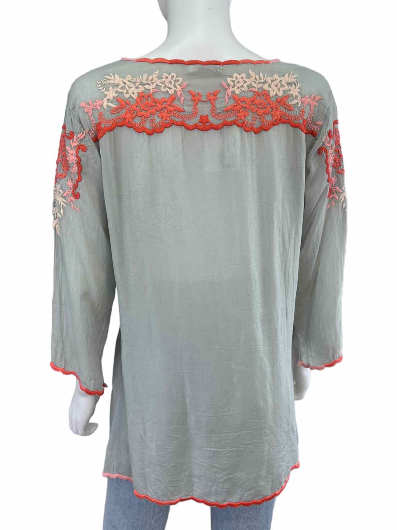 Johnny Was Light Blue Embroidered Tunic Size M