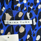 TRINA TURK Blue Leopard Silk Print Blouse Size L