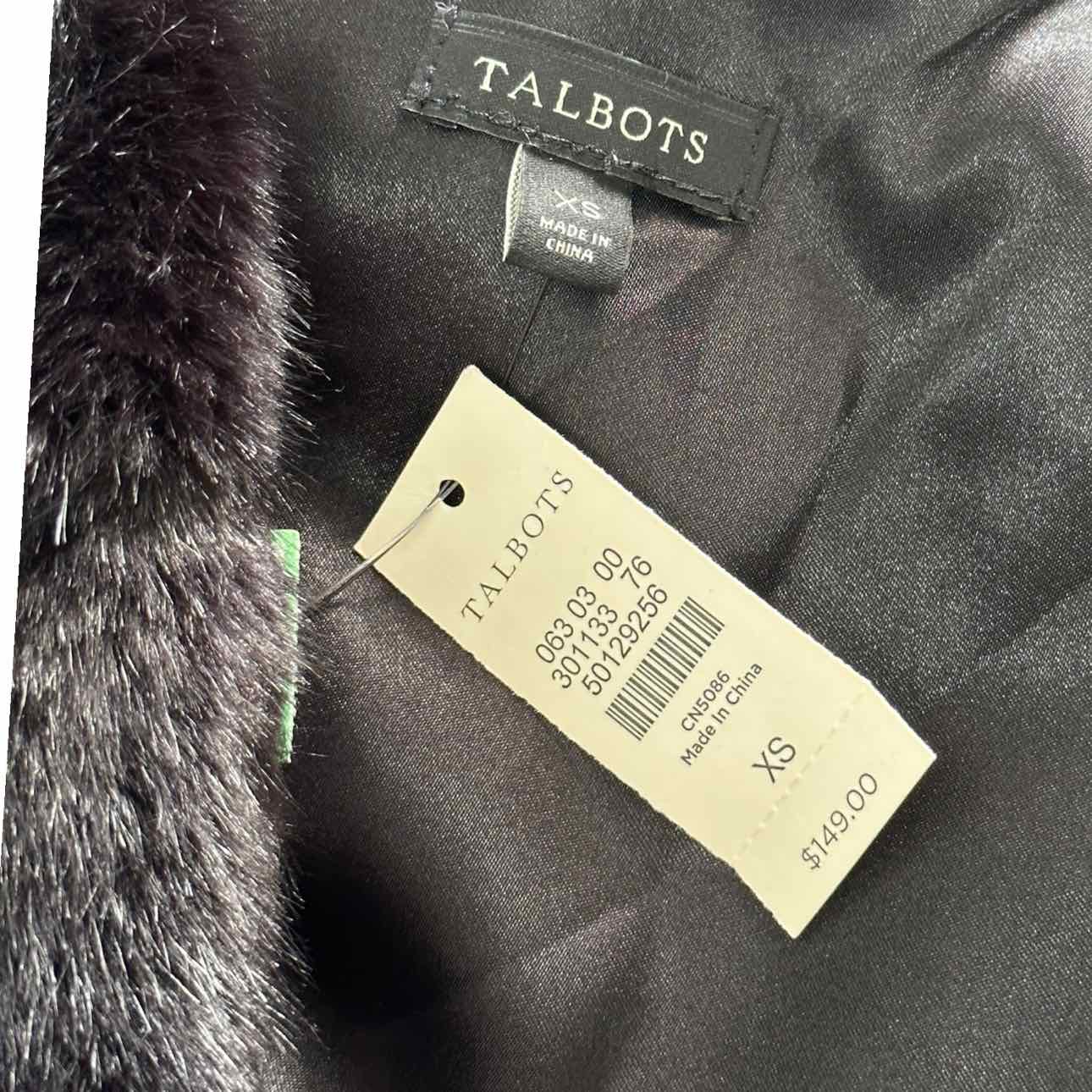 Talbots NWT Black Faux Fur Vest Size XS