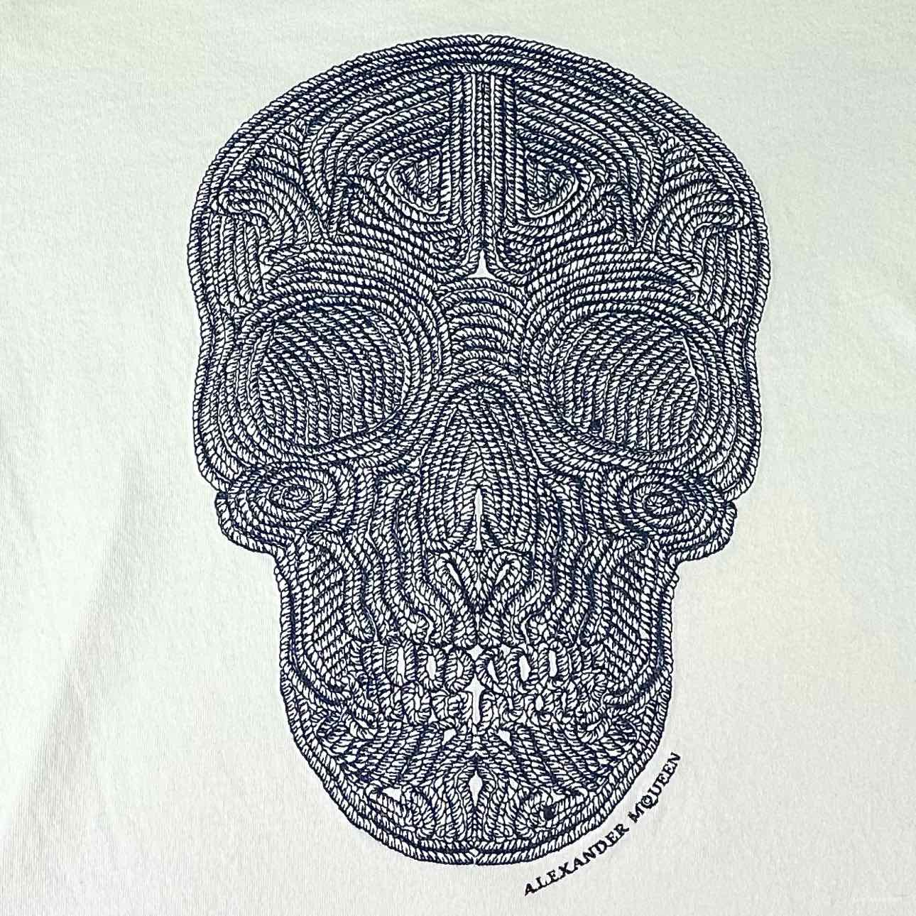Alexander McQueen Blue Embroidered Skull Tee, skull