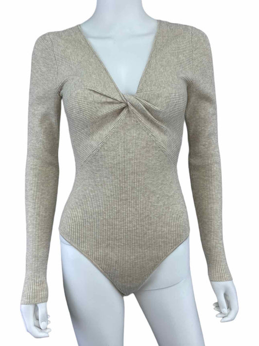 dh New York NWT BRIELLE Oatmeal Ribbed Knit Bodysuit Size S
