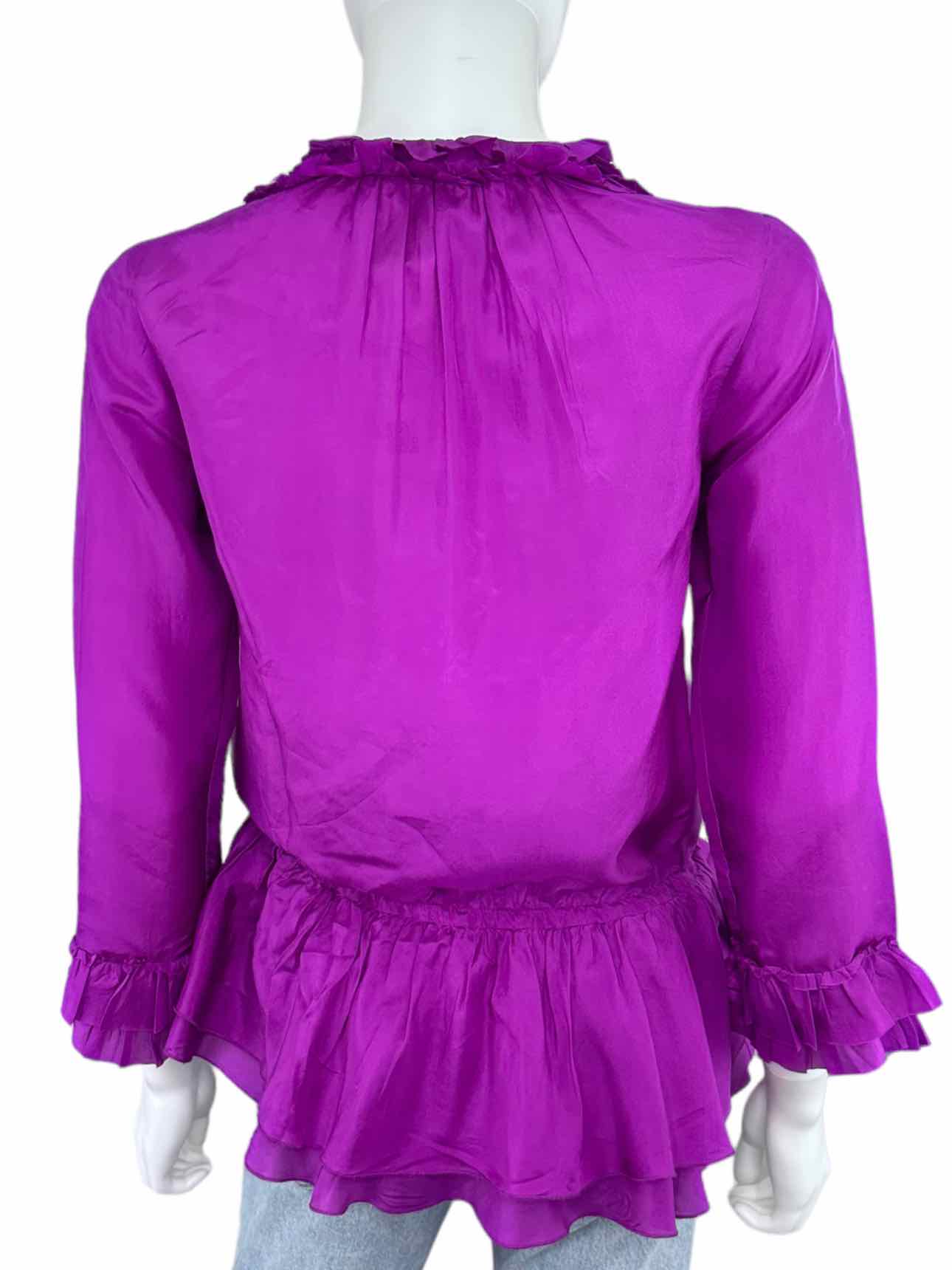 Rebecca Taylor Purple 100% Silk Top Size 4