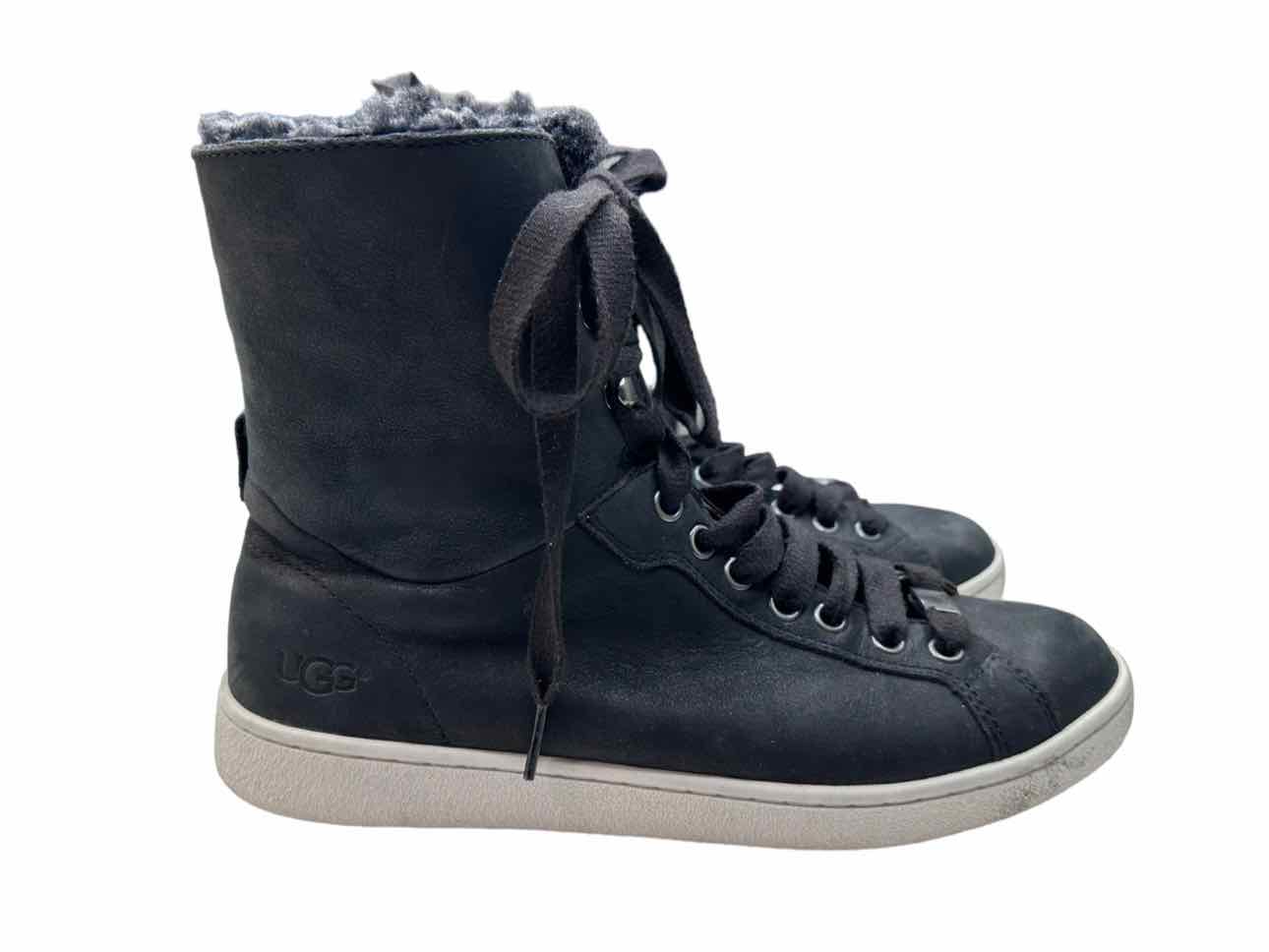UGG Black Leather Toscana Croft High Top Sneaker Size 8