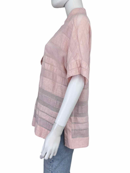 LAFAYETTE 148 NEW YORK Pink Linen Popover Top Size M