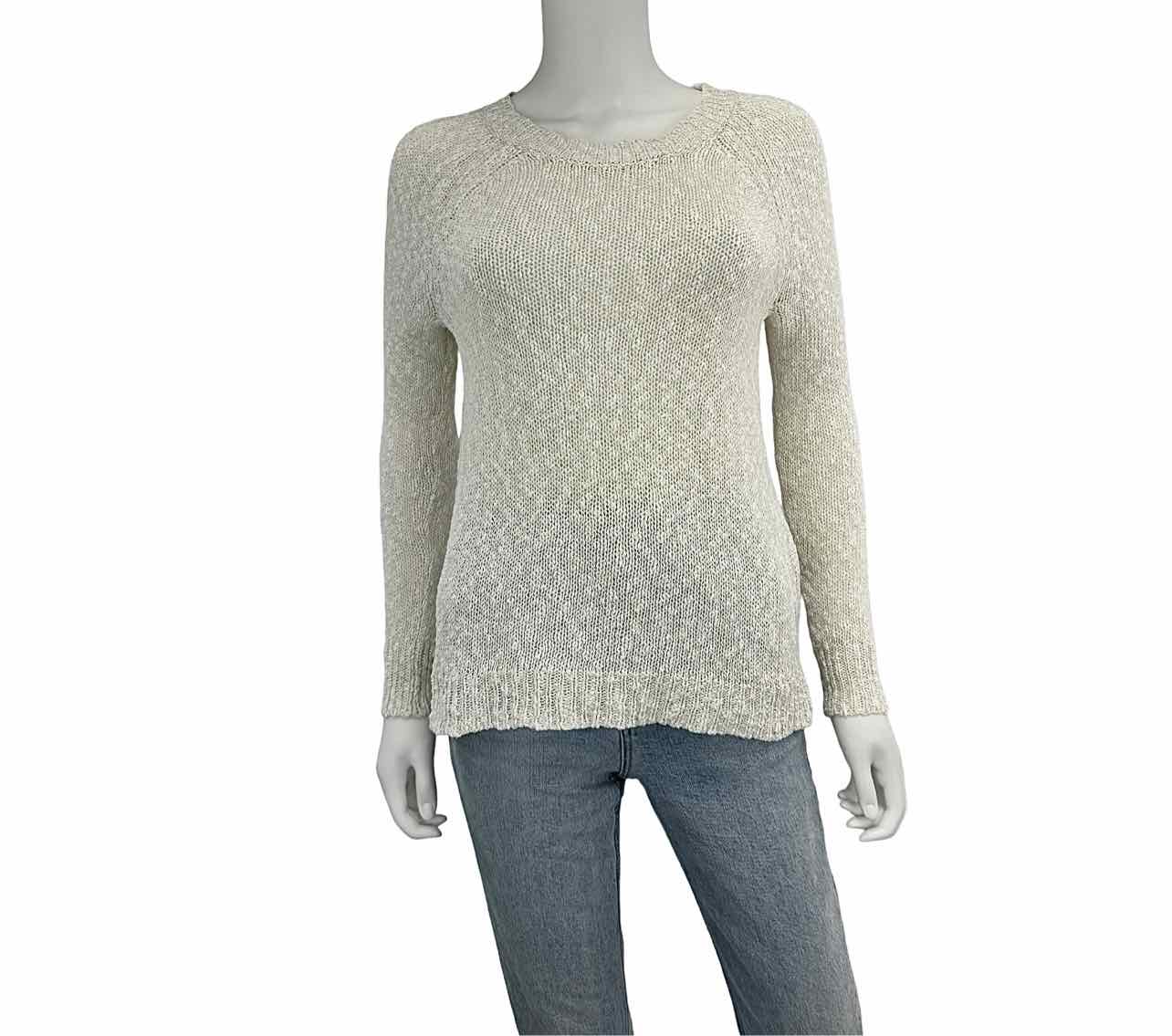 WHITE + WARREN Cream Linen Blend Sweater Size S
