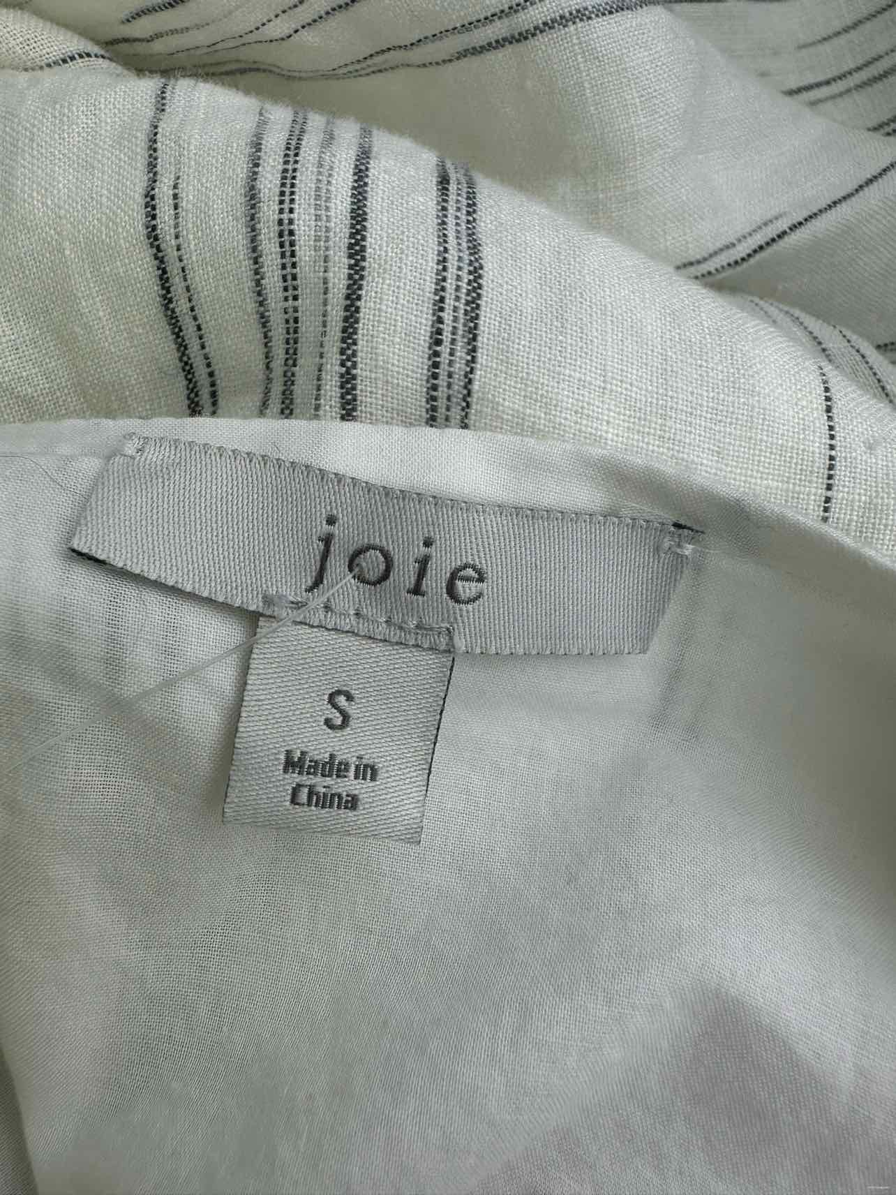 joie White Striped Linen Midi Dress Size S