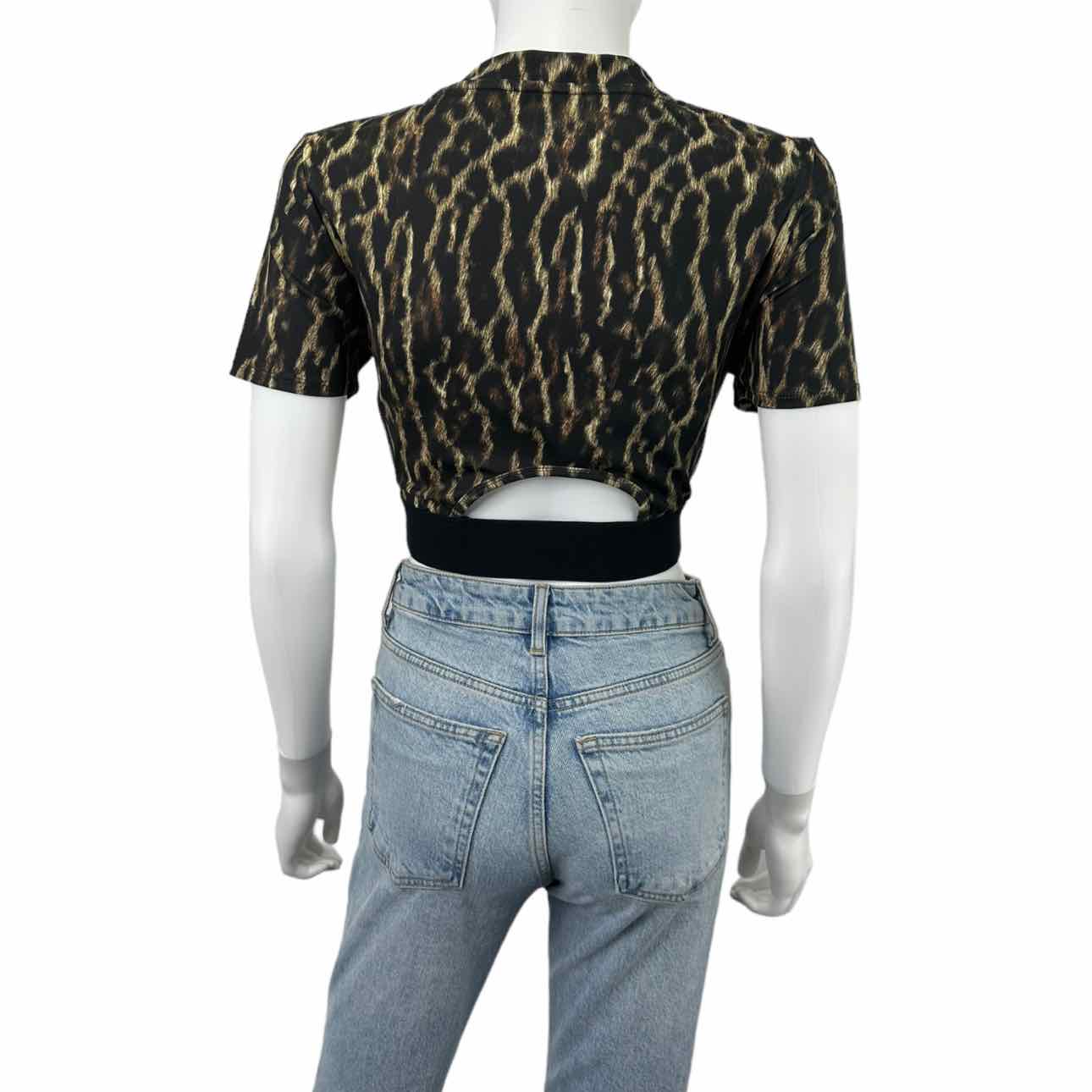 PAM&GELA Brown Leopard Print Crop Top Size M