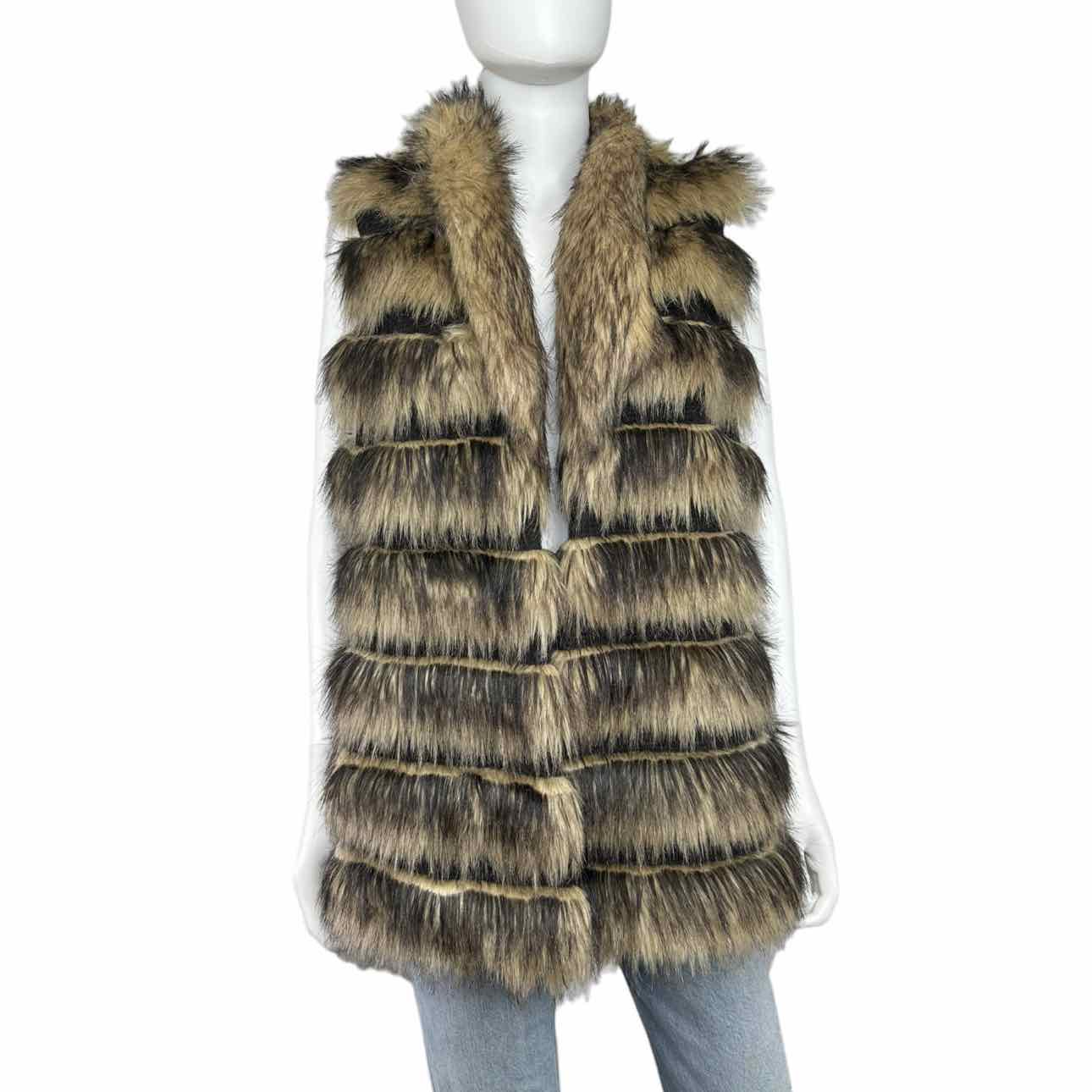 brown faux fur vest