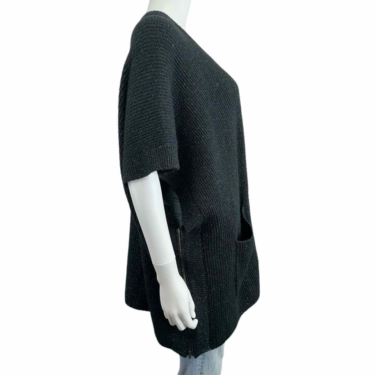 black short sleeve sweater cardigan
