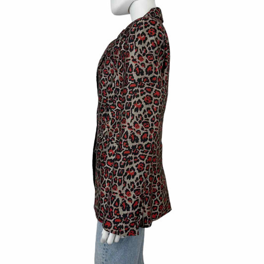 Satin leopard print blazer jacket