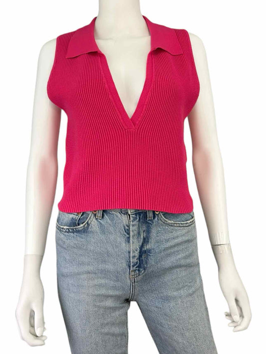 House of Harlow Pink Cropped Sleeveless Sweater Size L