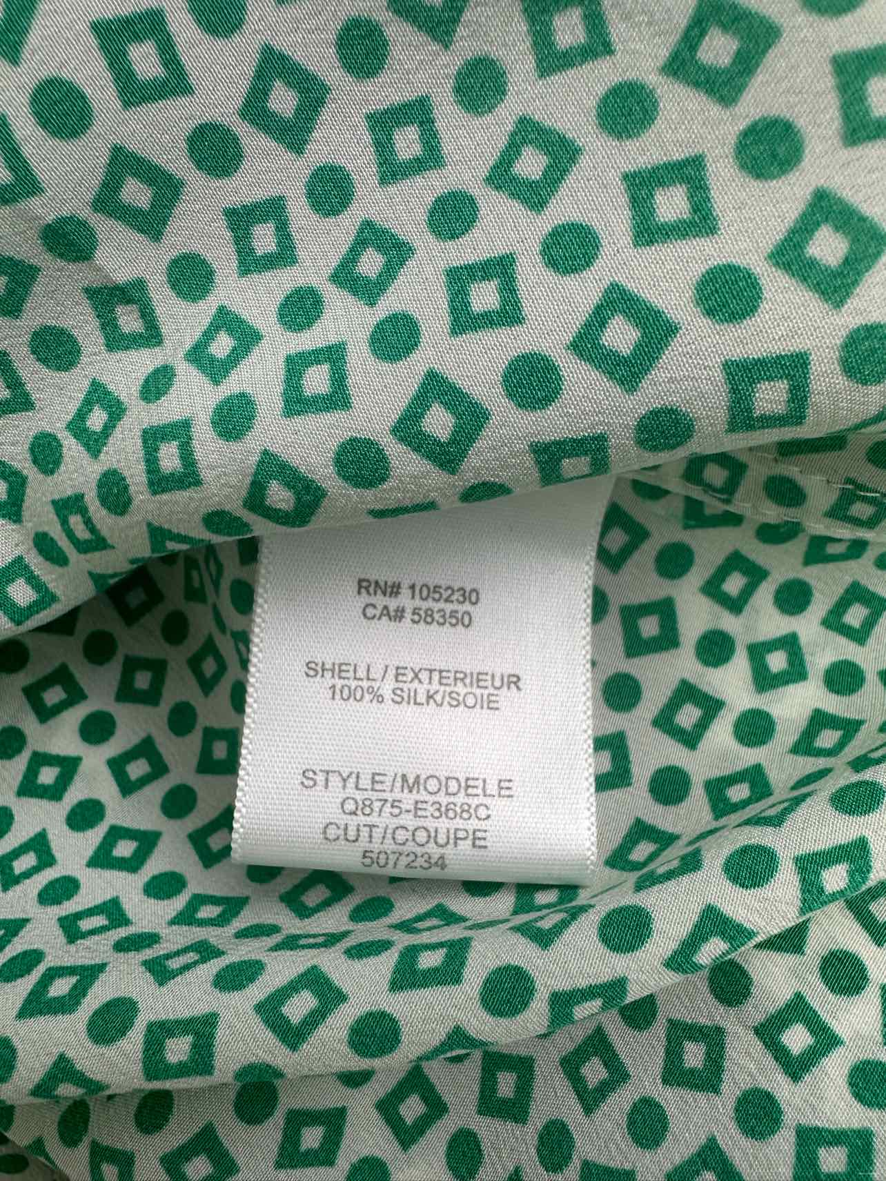 EQUIPMENT Green Silk Print Button Down Size S