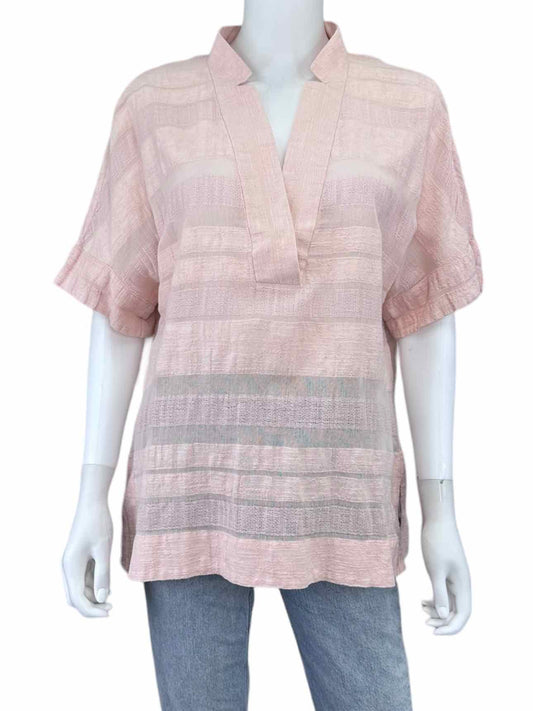 LAFAYETTE 148 NEW YORK Pink Linen Popover Top Size M