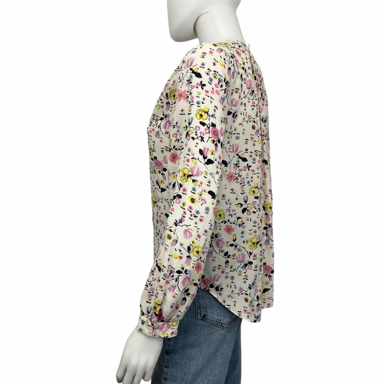 Rebecca Taylor Multi-Colored Silk Floral Print Popover Top Size 4