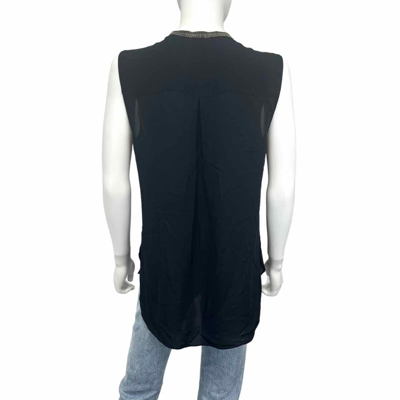 Elie Tahari Navy 100% Silk Sleeveless Blouse Size M