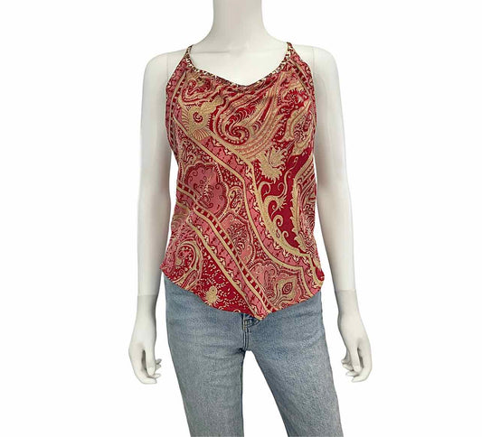 plenty Red Silk Paisley Print Tank Size 8