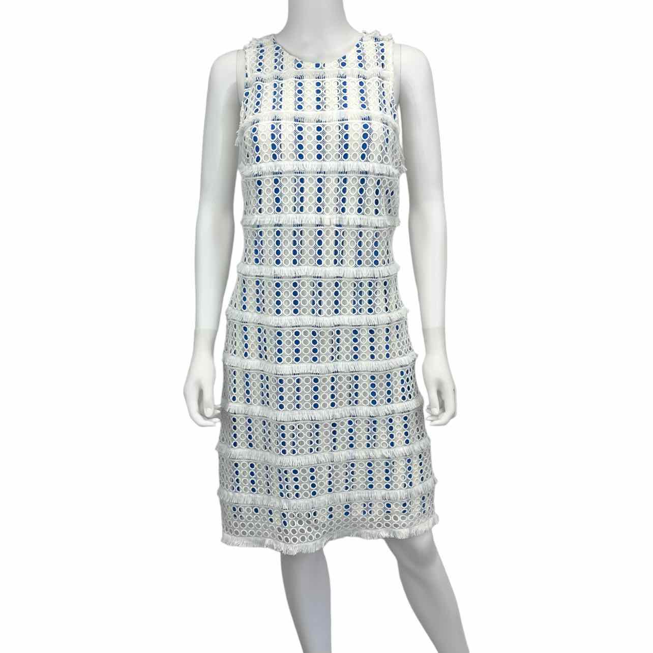 Vince Camuto White & Blue Striped Crochet Dress Size 10 – alineconsignment