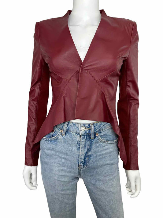 J. DOSI NWT Red Leather Peplum Jacket, front