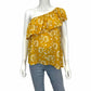 Madewell 100% Silk Yellow Floral Print One-Shoulder Top Size M