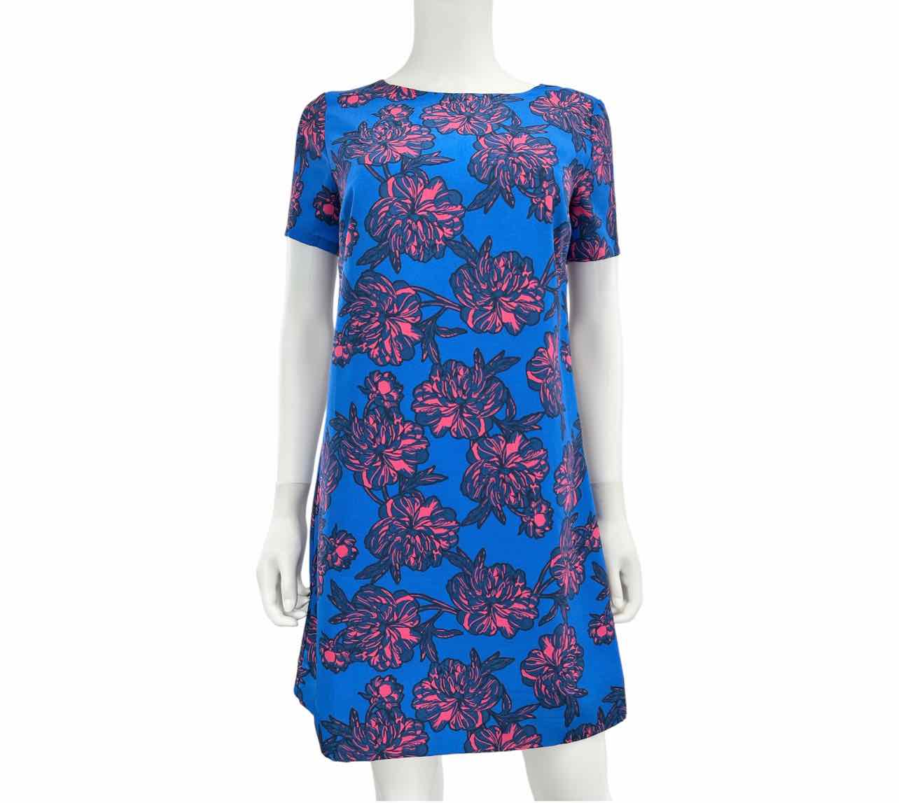 J. Crew Blue Floral Print Shift Dress Size 2
