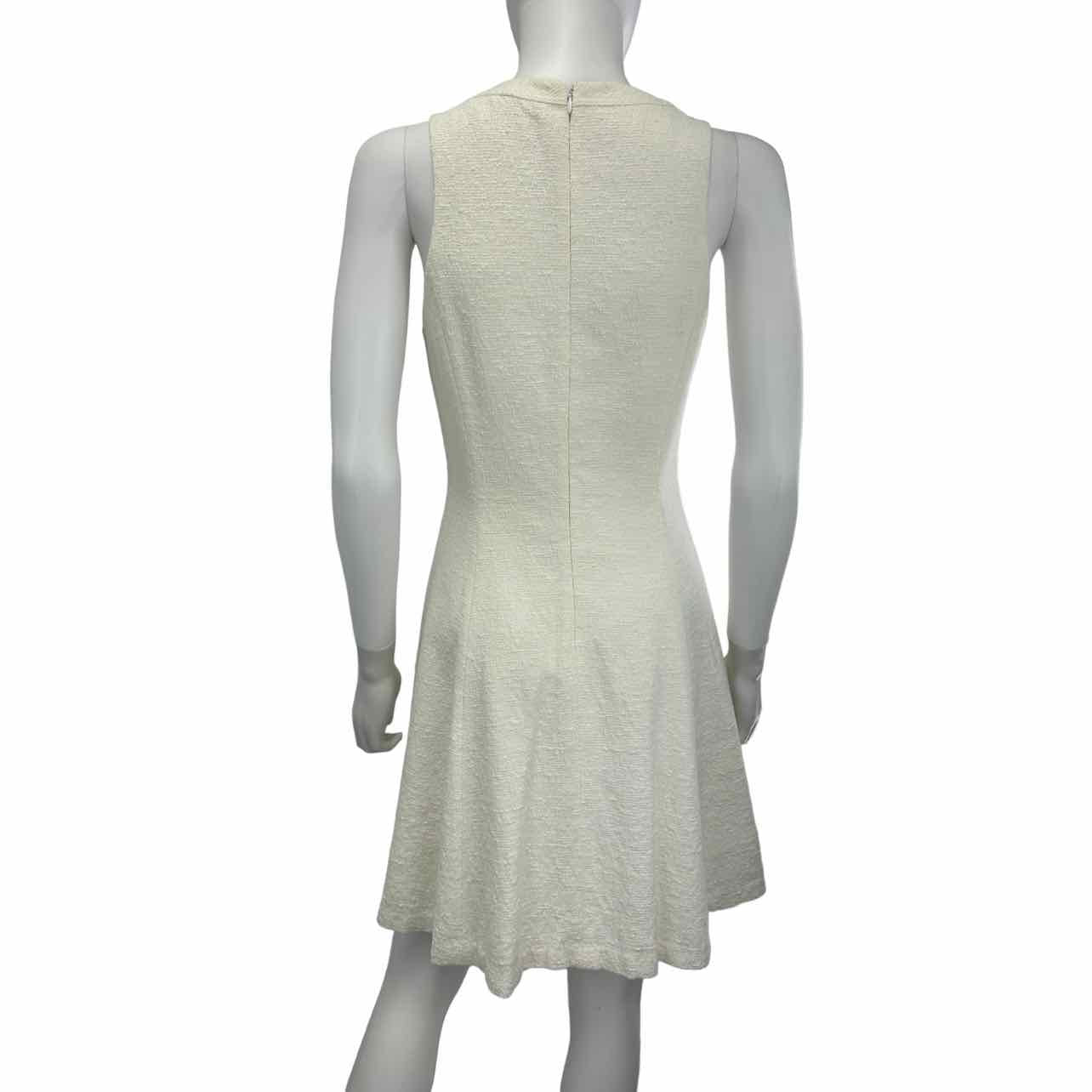 theory White Tweed Fit & Flare Dress Size 4