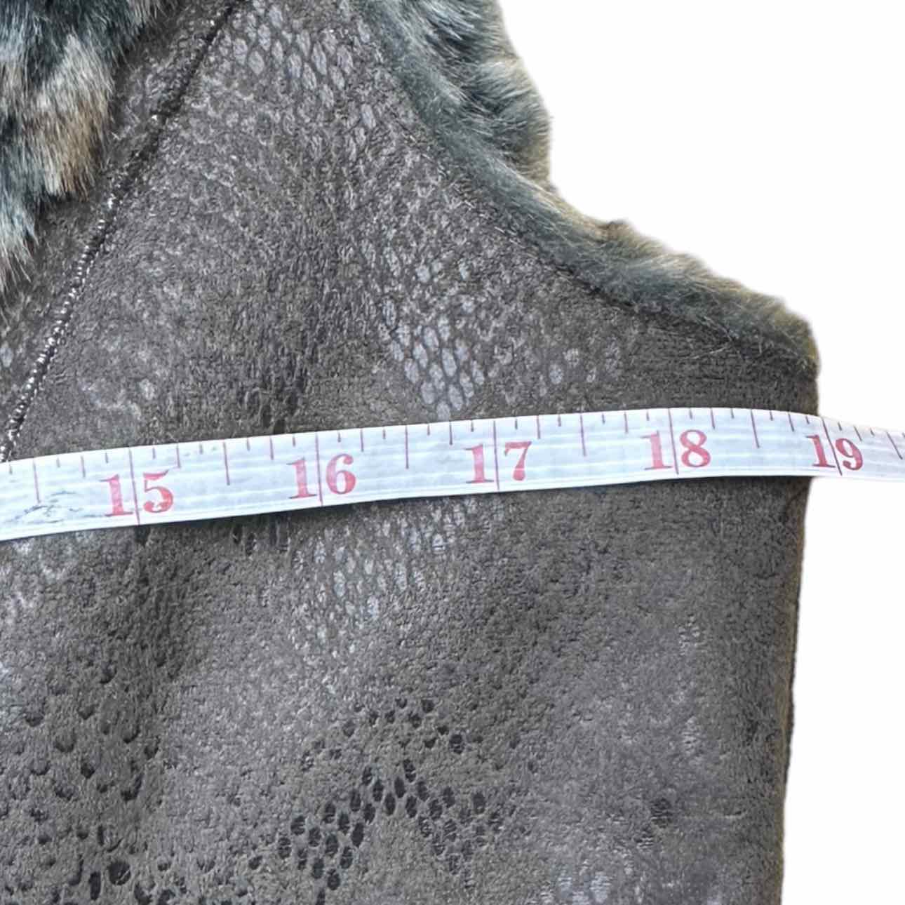 Alberto Makali Brown Vegan Leather Fur Trimmed Vest Size L