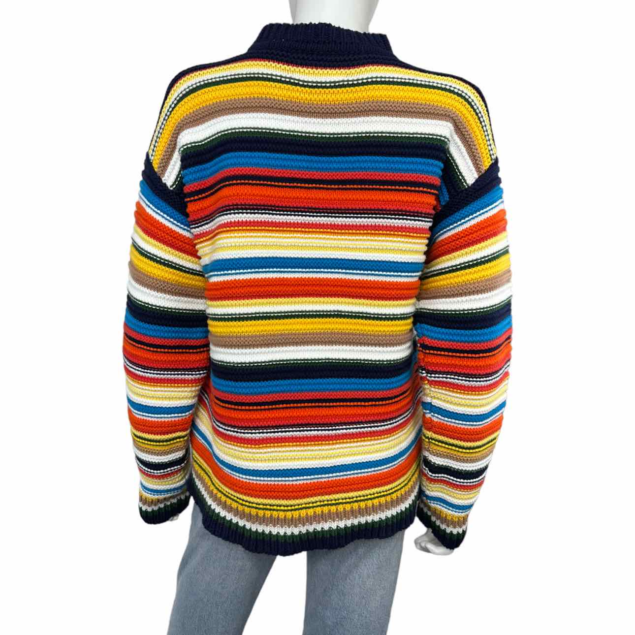 VVB VICTORIA BECKHAM 100% Cotton Striped Sweater, cozy oversized sweater