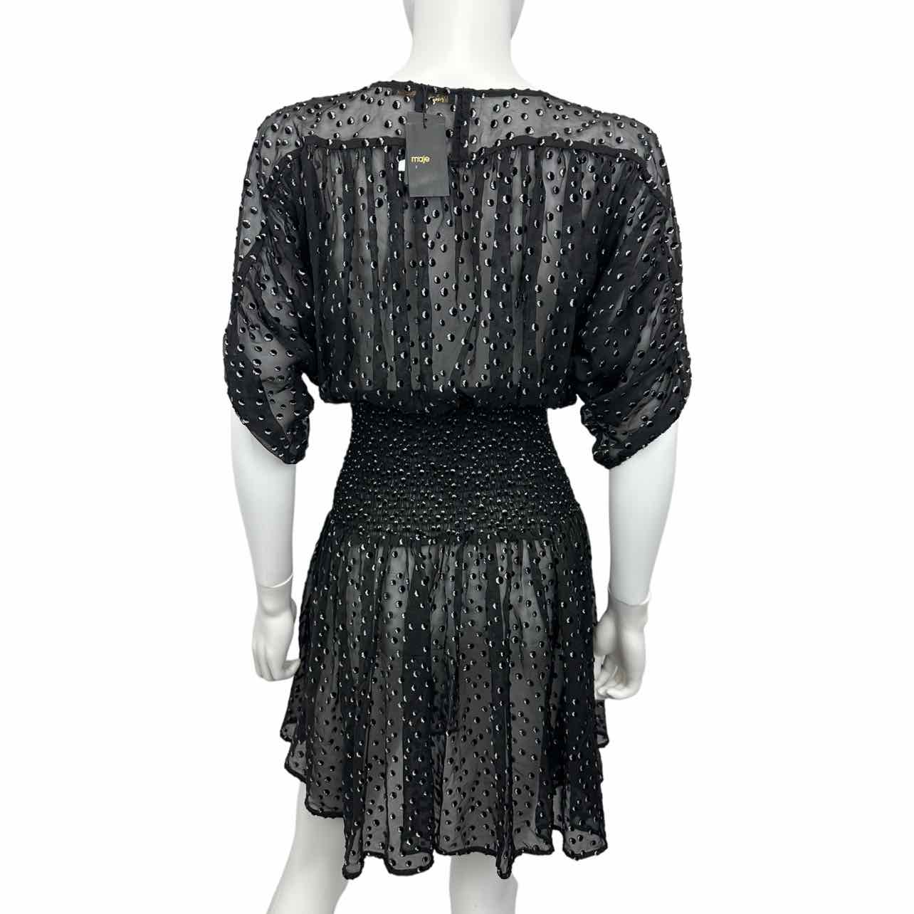 Maje Black Sheer Cocktail Dress Size 6