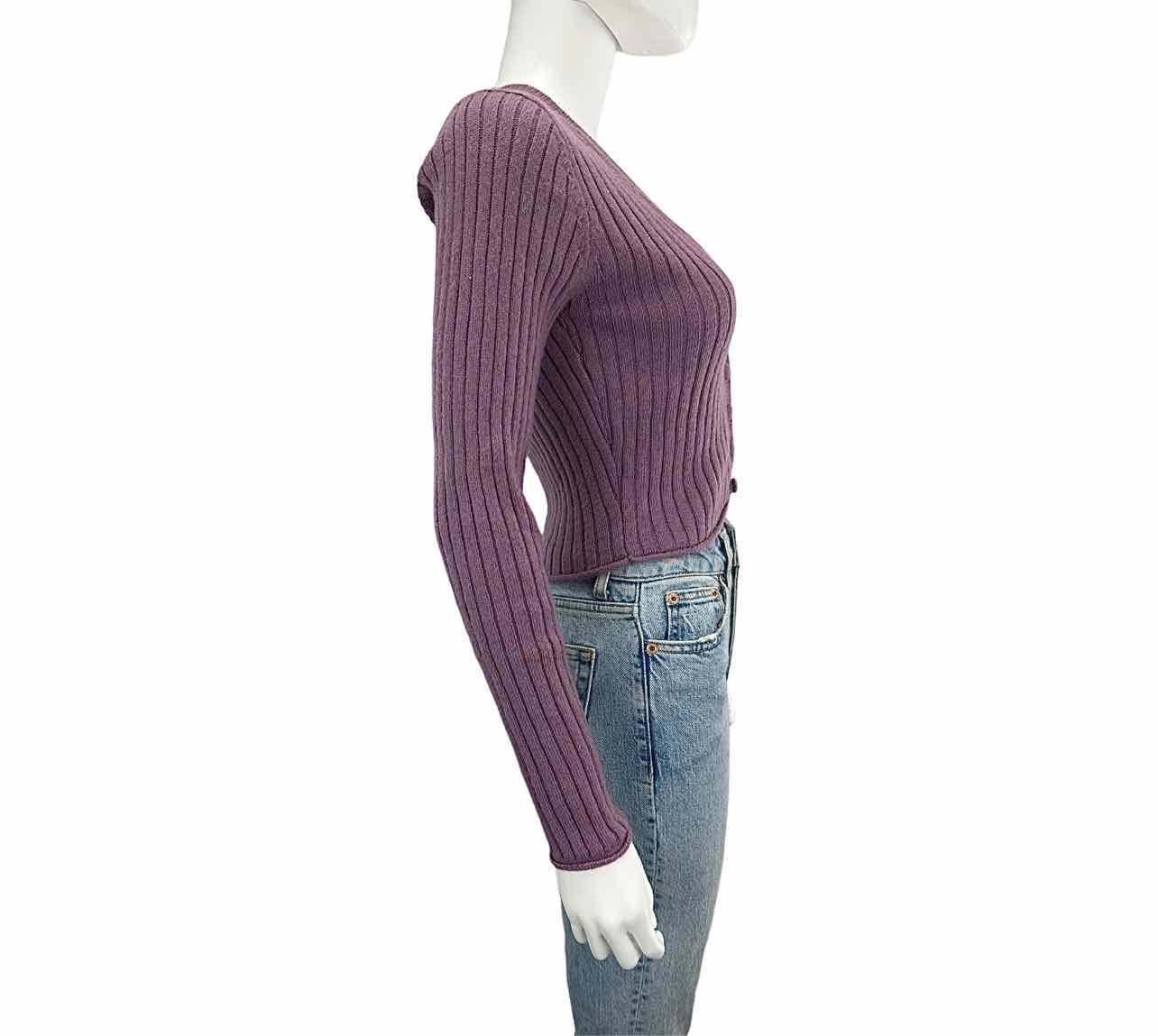ZARA NWT Purple Ribbed Sweater Cardigan Size S