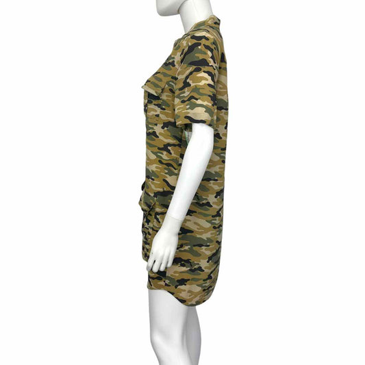 EQUIPMENT Green 100% Silk Camouflage Shirt Dress Size S