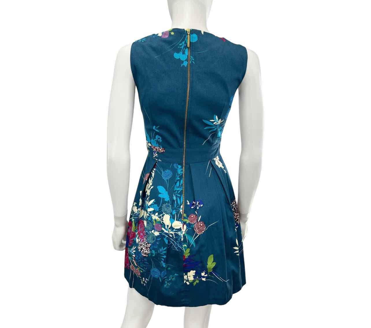 Closet London NWT Teal Floral Print Fit & Flare Dress Size 2