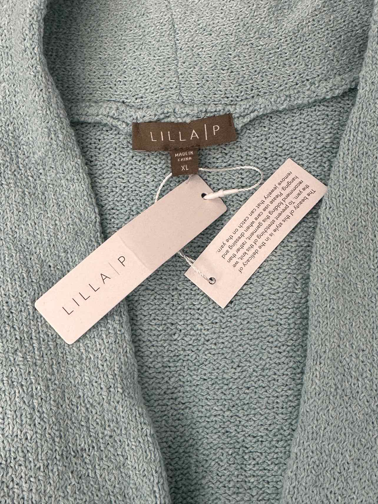 Lilla P Blue Split Neck Sweater Size XL