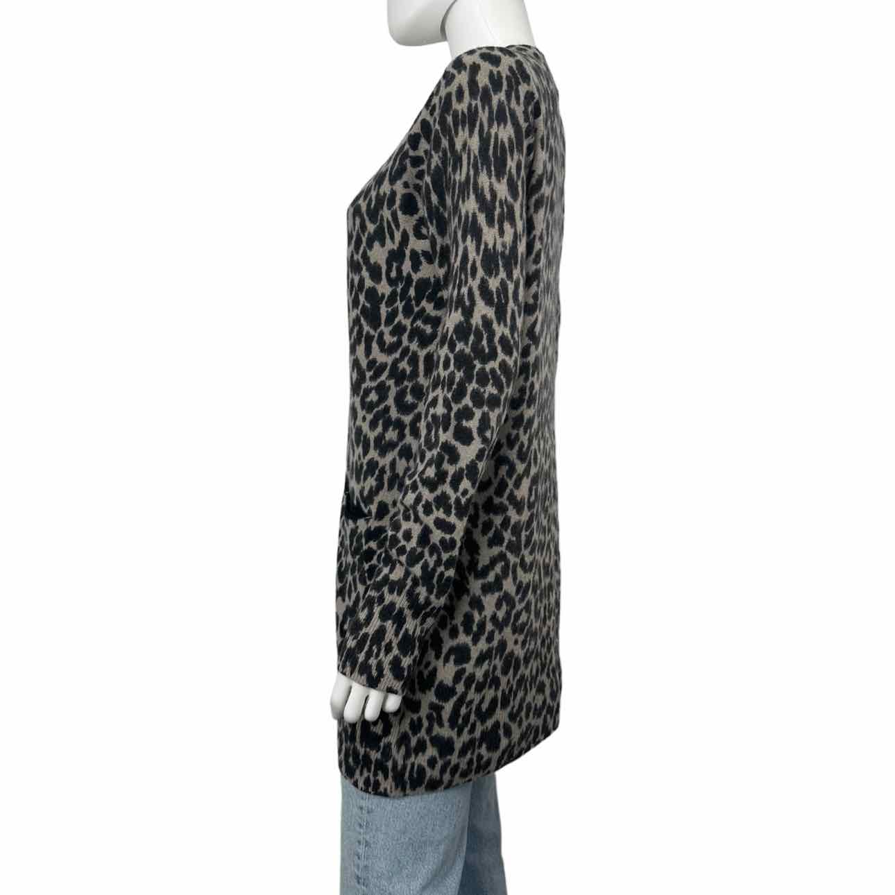 Leopard print cashmere sweater cardigan ￼