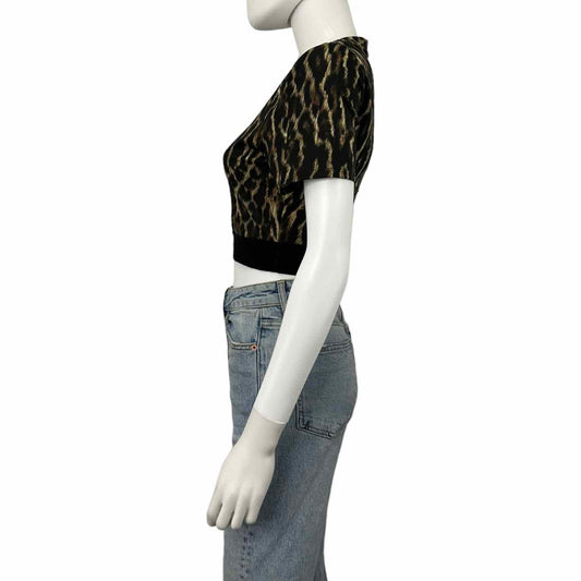 PAM&GELA Brown Leopard Print Crop Top Size M