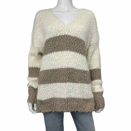 Newbury Kustom NWT White Striped Eyelash Sweater Size L