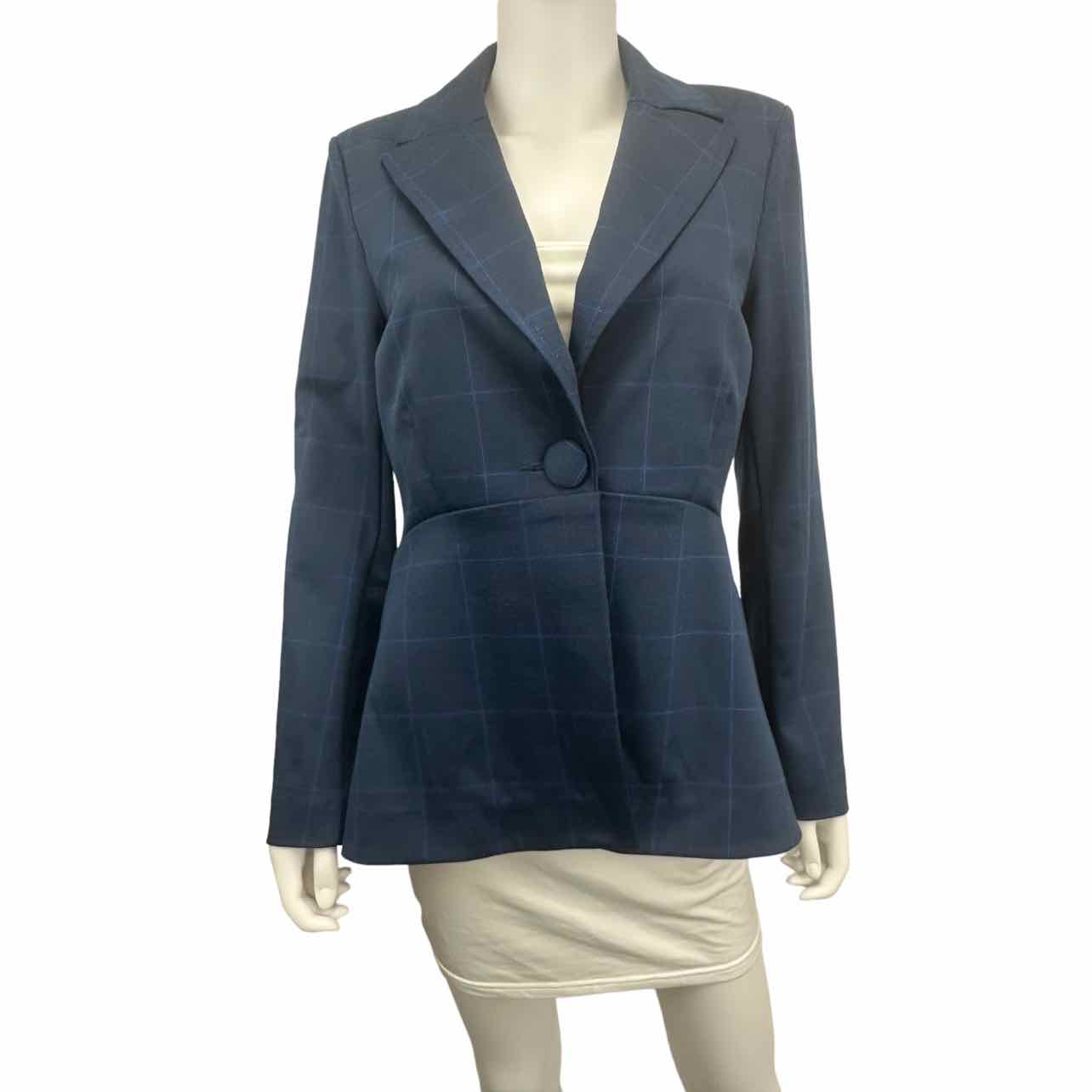 Cabi Navy Blue Windowpane Check Blazer Size 6