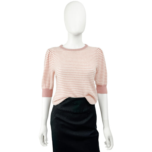 White + Warren 100% Cashmere Pink Striped Sweater Size XS
